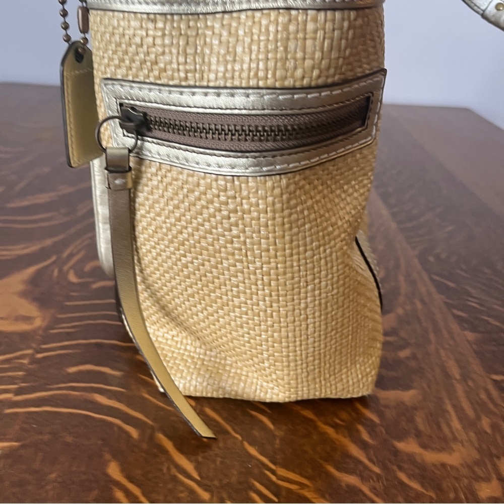 Coach Legacy Silver and Tan Woven Tote - Picture 7 of 16